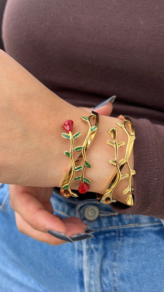 Rose Flower Bangle (Red)