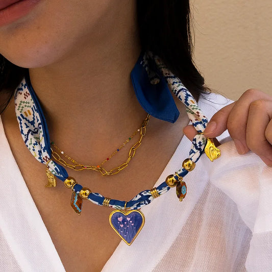 Blue Scarf Necklace