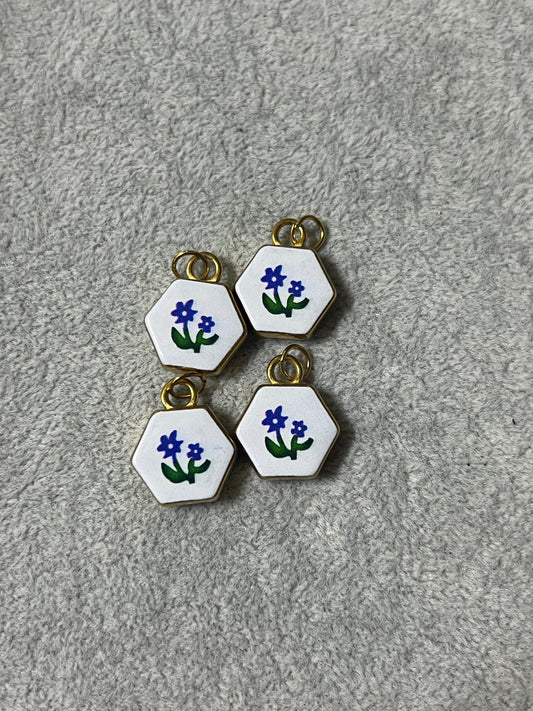 Polygonal Blue Flower Charm