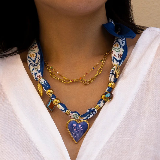 Blue Scarf Necklace